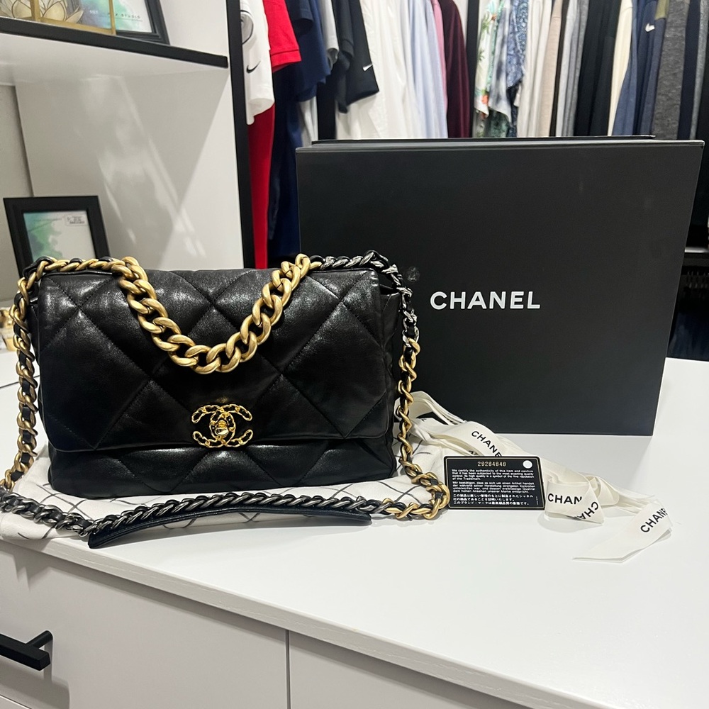 SOLD- CHANEL Chanel 19 Large Black Goatskin Bag